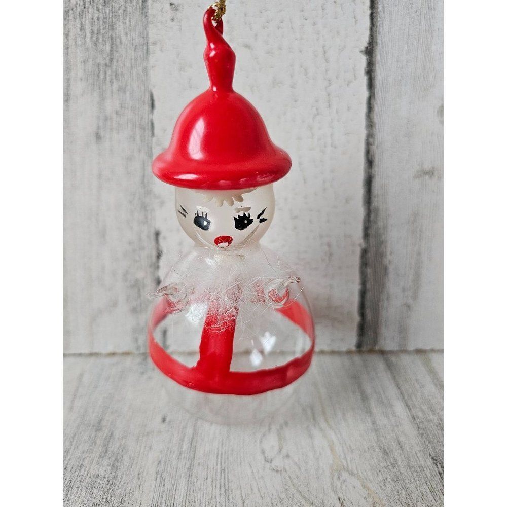 Vintage Italian glass snowman red ornament Xmas tree